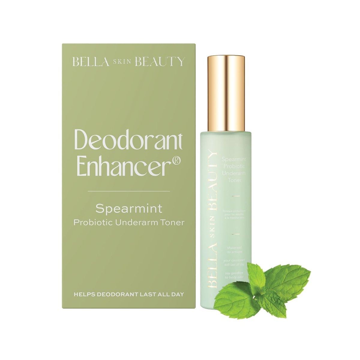 Bella Skin Beauty Deodorant Enhancer Probiotic Underarm Toner - Spearmint - Pre-Deodorant Spray for Longer-Lasting Odor Protection Avelisse