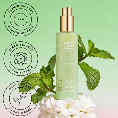 Bella Skin Beauty Deodorant Enhancer Probiotic Underarm Toner - Spearmint - Pre-Deodorant Spray for Longer-Lasting Odor Protection Avelisse