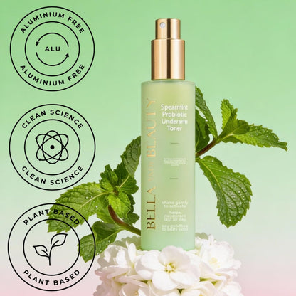 Bella Skin Beauty Deodorant Enhancer Probiotic Underarm Toner - Spearmint - Pre-Deodorant Spray for Longer-Lasting Odor Protection Avelisse