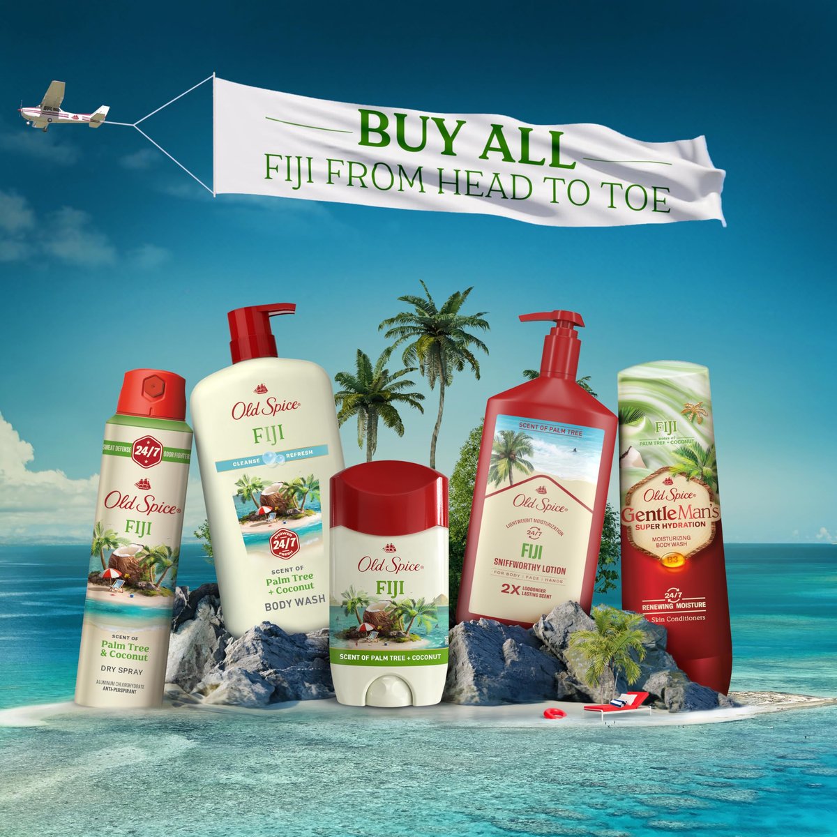 Old Spice Dry Feel Antiperspirant Deodorant for Men, 24/7 Sweat & Odor Protection, Gentle on Skin with Skin Conditioners, Fiji with Palm Tree + Coconut Scent, Travel Size, 0.5 oz (Pack of 24) Avelisse