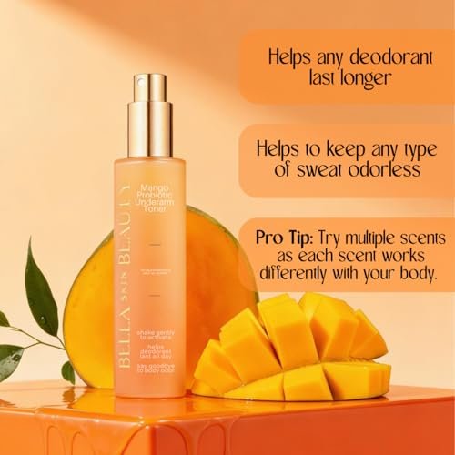 Bella Skin Beauty Deodorant Enhancer® Probiotic Underarm Toner - Mango - Pre-Deodorant Spray for Longer-Lasting Odor Control Avelisse