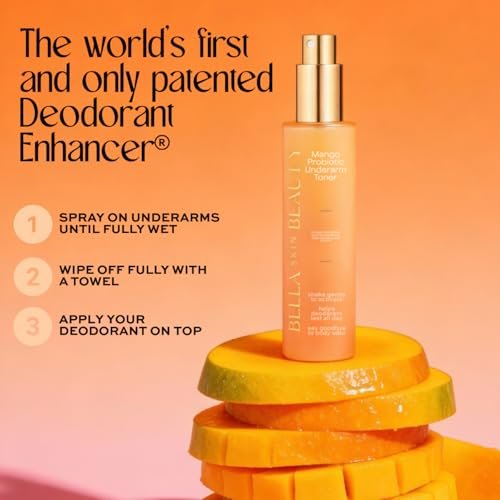 Bella Skin Beauty Deodorant Enhancer® Probiotic Underarm Toner - Mango - Pre-Deodorant Spray for Longer-Lasting Odor Control Avelisse
