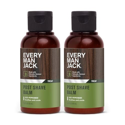 Every Man Jack Men's Post Shave Balm - Calms Irritation, Cools Skin, Hydrates, Absorbs Fast - Made with Naturally Derived Ingredients like Coconut Oil, Aloe Vera, Natural Menthol - 3.2oz - 2 Pack Avelisse