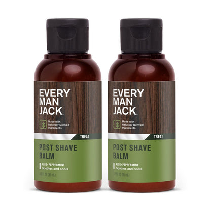 Every Man Jack Men's Post Shave Balm - Calms Irritation, Cools Skin, Hydrates, Absorbs Fast - Made with Naturally Derived Ingredients like Coconut Oil, Aloe Vera, Natural Menthol - 3.2oz - 2 Pack Avelisse