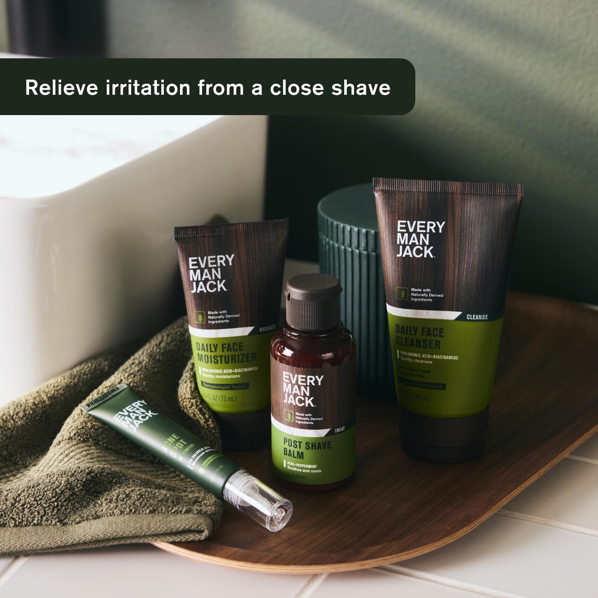 Every Man Jack Men's Post Shave Balm - Calms Irritation, Cools Skin, Hydrates, Absorbs Fast - Made with Naturally Derived Ingredients like Coconut Oil, Aloe Vera, Natural Menthol - 3.2oz - 2 Pack Avelisse
