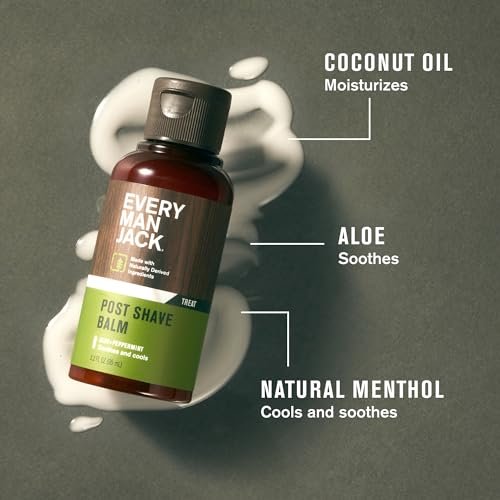 Every Man Jack Men's Post Shave Balm - Calms Irritation, Cools Skin, Hydrates, Absorbs Fast - Made with Naturally Derived Ingredients like Coconut Oil, Aloe Vera, Natural Menthol - 3.2oz - 2 Pack Avelisse