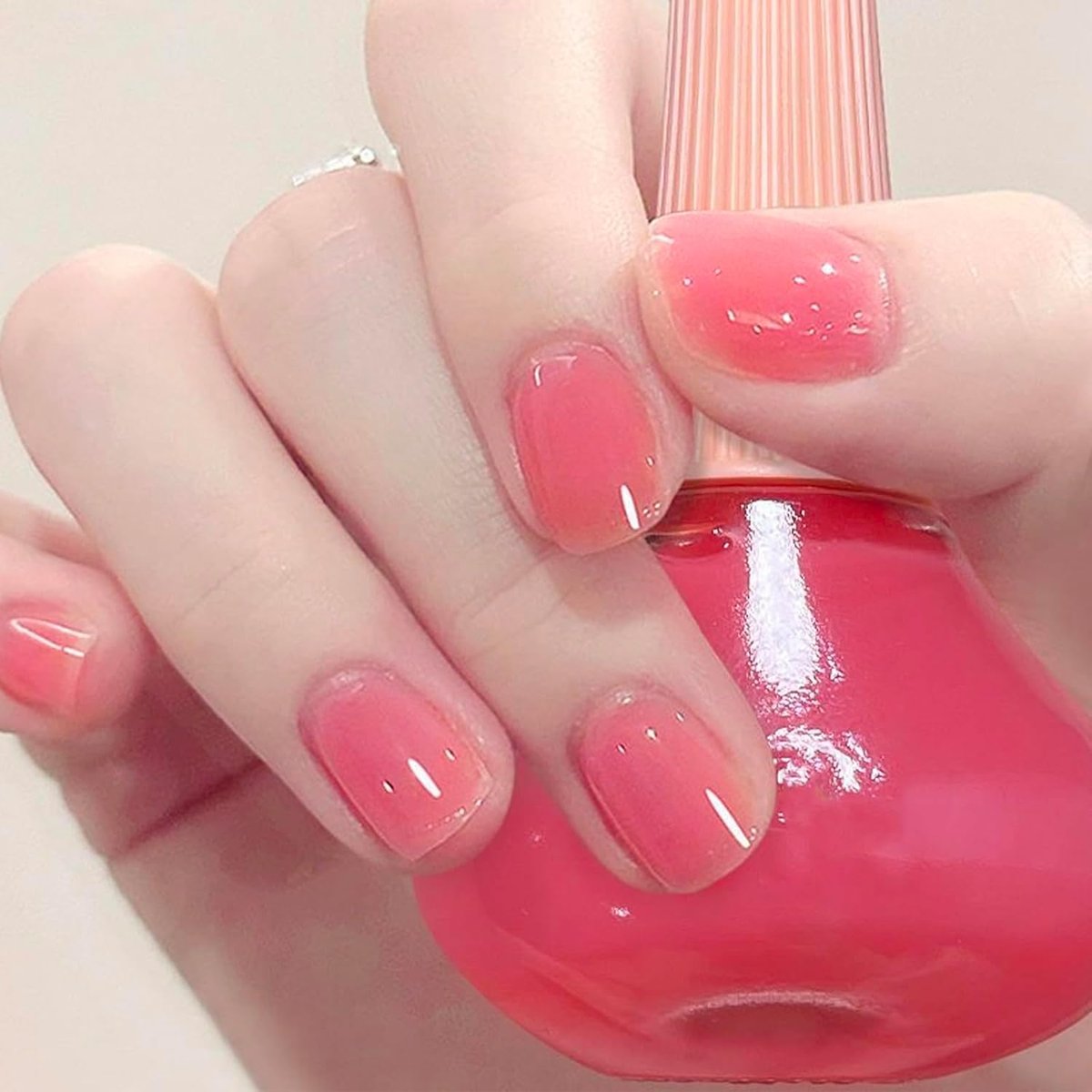 COSMOO Jelly Pink Nail Polish 12ml – Peach Quick Dry Translucent Nail Lacquer for Long-Lasting Sheer Nail Art Varnish - görsel 9
