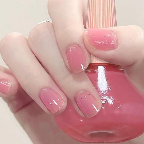 COSMOO Jelly Pink Nail Polish 12ml – Peach Quick Dry Translucent Nail Lacquer for Long-Lasting Sheer Nail Art Varnish - görsel 2
