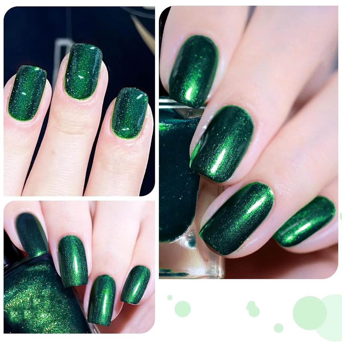 COSMOO Glitter Dark Green Nail Polish – Quick Dry, Shimmer Nail Lacquer 12ml - görsel 9