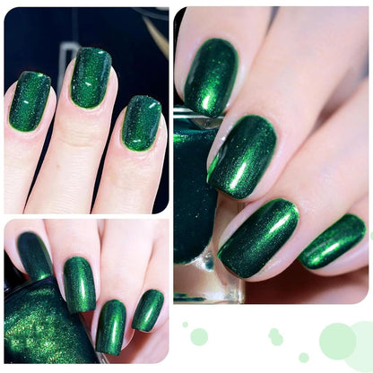 COSMOO Glitter Dark Green Nail Polish – Quick Dry, Shimmer Nail Lacquer 12ml