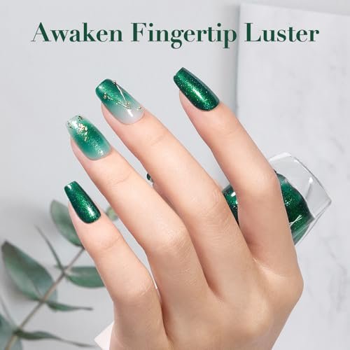 COSMOO Glitter Dark Green Nail Polish – Quick Dry, Shimmer Nail Lacquer 12ml - görsel 4