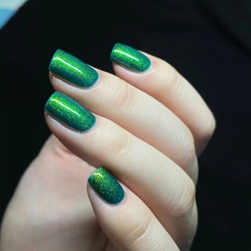 COSMOO Glitter Dark Green Nail Polish – Quick Dry, Shimmer Nail Lacquer 12ml - görsel 12