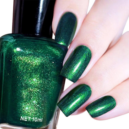 COSMOO Glitter Dark Green Nail Polish – Quick Dry, Shimmer Nail Lacquer 12ml