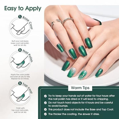 COSMOO Glitter Dark Green Nail Polish – Quick Dry, Shimmer Nail Lacquer 12ml