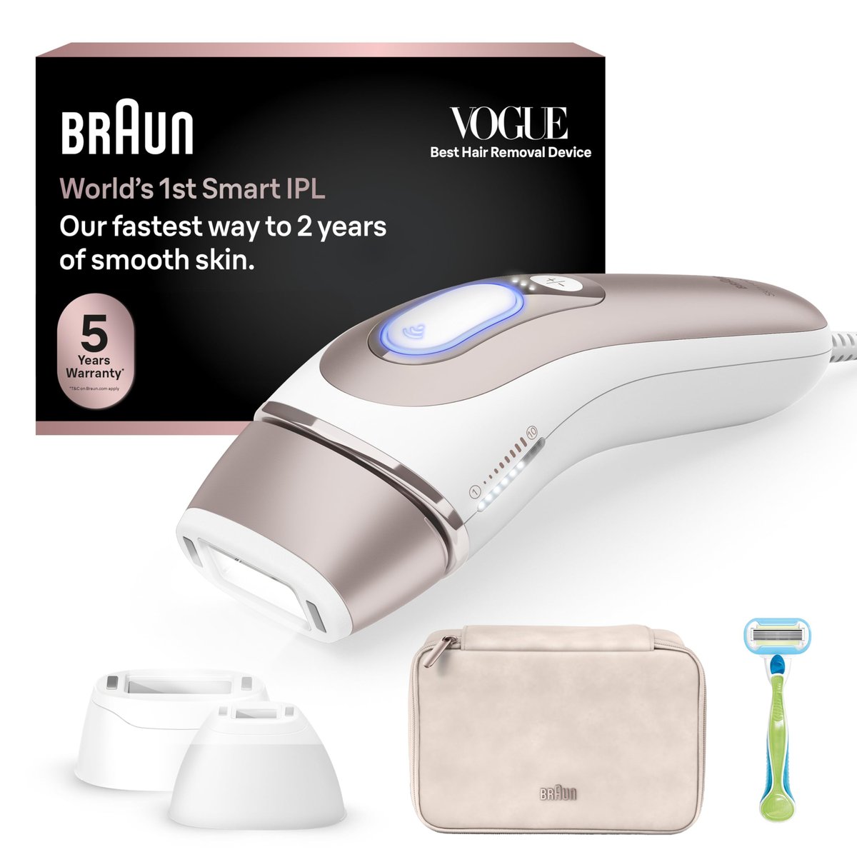 Braun Smart IPL Skin i·Expert Pro 7 Permanent Hair Reduction Device for Women and Men, Silver Avelisse
