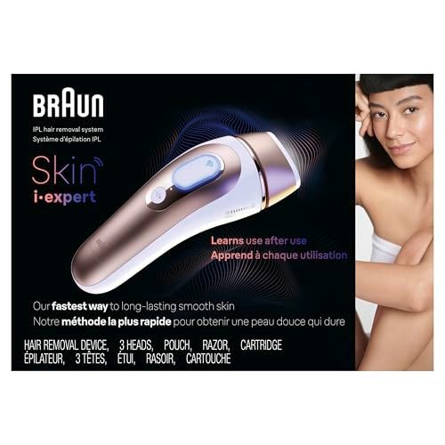 Braun Smart IPL Skin i·Expert Pro 7 Permanent Hair Reduction Device for Women and Men, Silver Avelisse