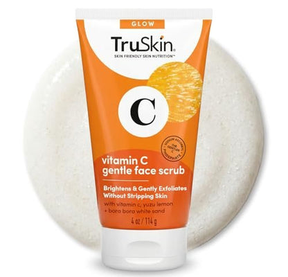 TruSkin Vitamin C Face Scrub & Face Exfoliator - Brightening Facial Scrub with Bora Bora White Sand & Yuzu Lemon - Smooths Texture and Reveals Softer-Looking Skin, 4 fl oz Avelisse