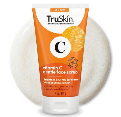 TruSkin Vitamin C Face Scrub & Face Exfoliator - Brightening Facial Scrub with Bora Bora White Sand & Yuzu Lemon - Smooths Texture and Reveals Softer-Looking Skin, 4 fl oz Avelisse