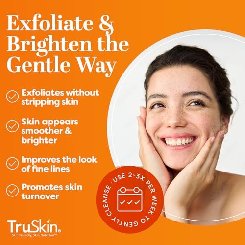 TruSkin Vitamin C Face Scrub & Face Exfoliator - Brightening Facial Scrub with Bora Bora White Sand & Yuzu Lemon - Smooths Texture and Reveals Softer-Looking Skin, 4 fl oz Avelisse