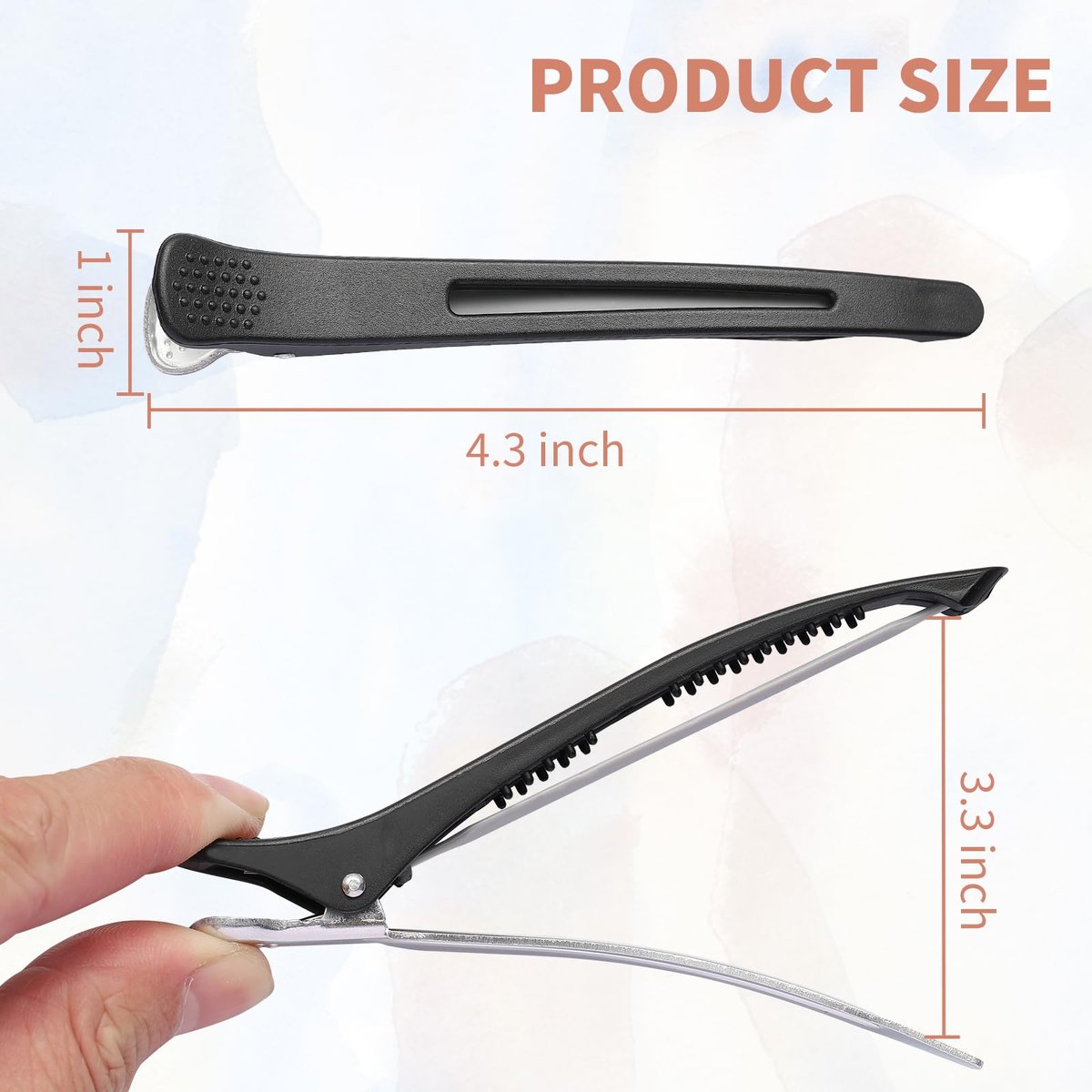 XTIIEED 6 Pack Professional Hair Clips for Styling Sectioning, Non Slip Duck Billed with Silicone Band, Hair Roller Clips No Crease - Length 4.3'' for Salon and Home Haircuts (Black) - görsel 3