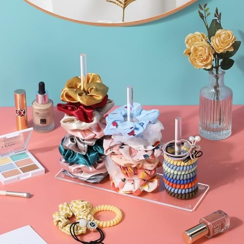 Suneerplay 3-Tiers Scrunchie Holder Stand - Clear Acrylic Hair Ties Organizer for Women and Girls - görsel 14