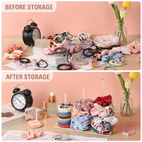Suneerplay 3-Tiers Scrunchie Holder Stand - Clear Acrylic Hair Ties Organizer for Women and Girls - görsel 8