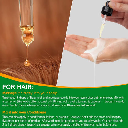 VXHDAG Batana Oil for Hair Growth and Nourishment - 2.02 fl oz with Scalp Massager, Pure & Natural for Split Ends and Radiant Skin Avelisse