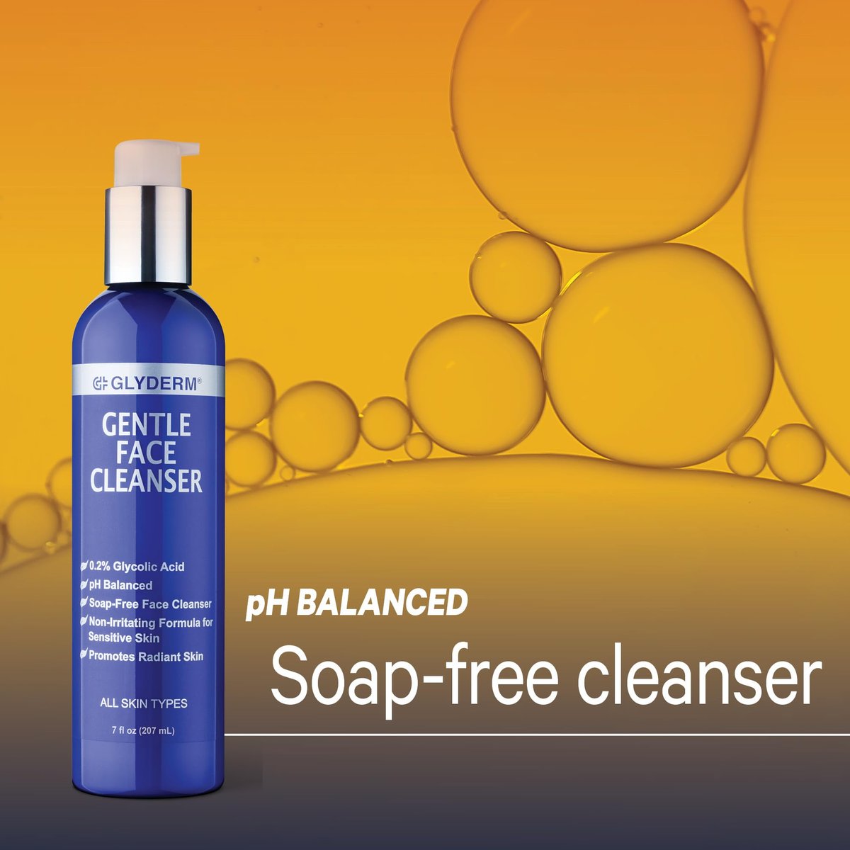 GlyDerm Gentle Face Cleanser - Soap-Free Concentrated Cleanser with 0.2% Esterified Glycolic Acid - Gentle Exfoliating Face Wash for All Skin Types - 7 oz Pump Avelisse