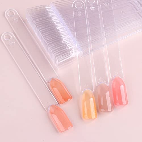 Fcozpjk 150pcs Nail Color Swatch Sticks with Ring – Ballerina Square Stiletto Clear Nail Tips for Polish Display, Practice, and Salon Use - görsel 12