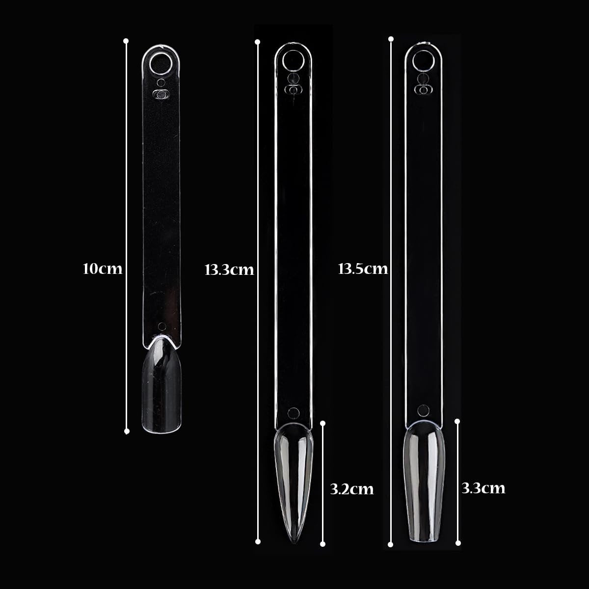 Fcozpjk 150pcs Nail Color Swatch Sticks with Ring – Ballerina Square Stiletto Clear Nail Tips for Polish Display, Practice, and Salon Use - görsel 5