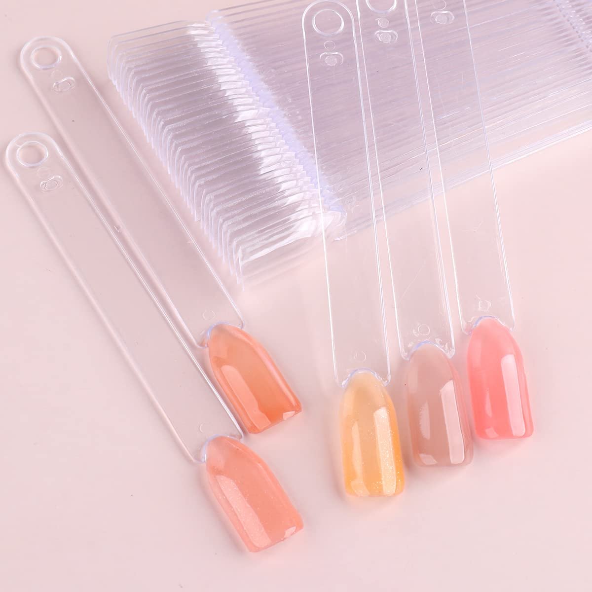 Fcozpjk 150pcs Nail Color Swatch Sticks with Ring – Ballerina Square Stiletto Clear Nail Tips for Polish Display, Practice, and Salon Use - görsel 11