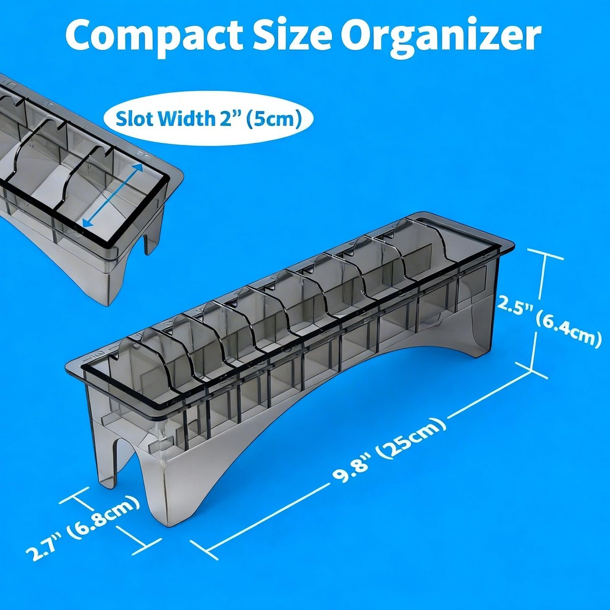 Perfitech Clipper Guard Holder Organizer - 10 Slot Sturdy Polycarbonate Rack for Trimmer Combs & Guides - görsel 5