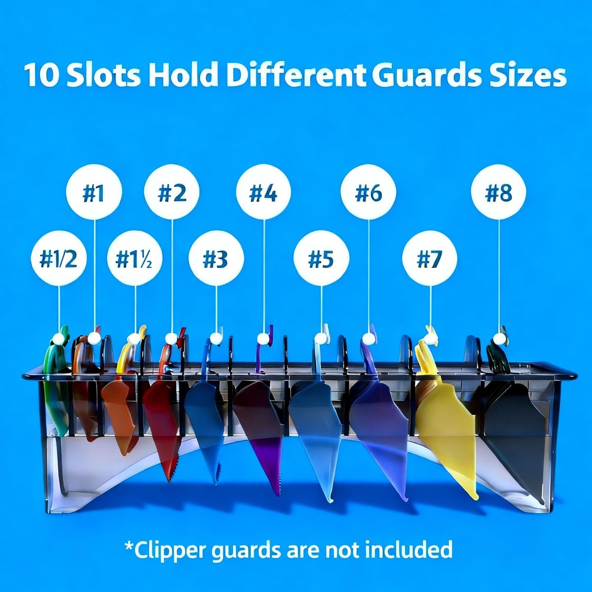Perfitech Clipper Guard Holder Organizer - 10 Slot Sturdy Polycarbonate Rack for Trimmer Combs & Guides - görsel 7