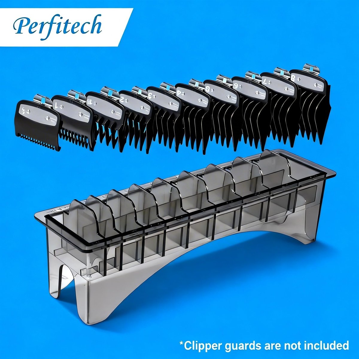 Perfitech Clipper Guard Holder Organizer - 10 Slot Sturdy Polycarbonate Rack for Trimmer Combs & Guides - görsel 11