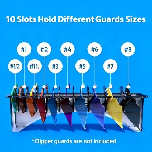 Perfitech Clipper Guard Holder Organizer - 10 Slot Sturdy Polycarbonate Rack for Trimmer Combs & Guides - görsel 8