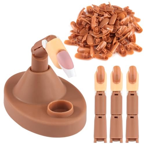 BORNBYME Acrylic Nail Practice Finger Kit with Stand, Adjustable Fake Fingers & 100 Brown Nail Tips – Movable Training Nail Practice for Beginners - görsel 2