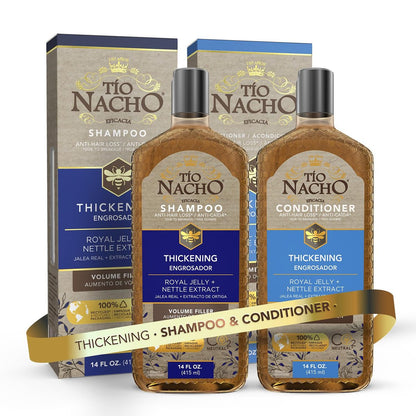 Tio Nacho Thickening Shampoo & Conditioner Set for Thinning Hair – Hair Loss Shampoo for Men & Women + Thickening Conditioner with Natural Extracts to Volumize Hair – Paraben Free, 14 fl oz Each Avelisse