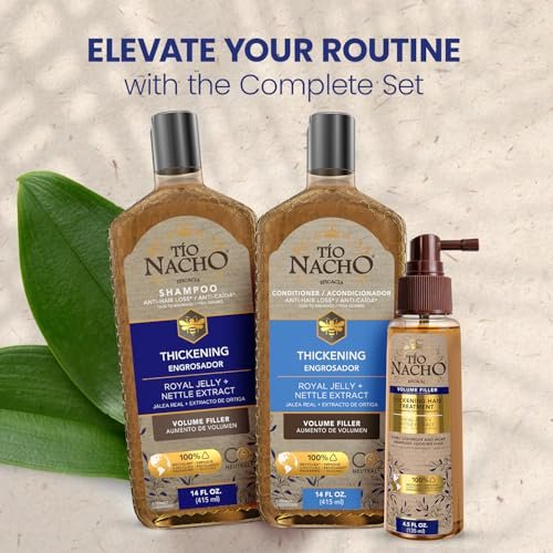 Tio Nacho Thickening Shampoo & Conditioner Set for Thinning Hair – Hair Loss Shampoo for Men & Women + Thickening Conditioner with Natural Extracts to Volumize Hair – Paraben Free, 14 fl oz Each Avelisse