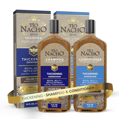 Tio Nacho Thickening Shampoo & Conditioner Set for Thinning Hair – Hair Loss Shampoo for Men & Women + Thickening Conditioner with Natural Extracts to Volumize Hair – Paraben Free, 14 fl oz Each Avelisse