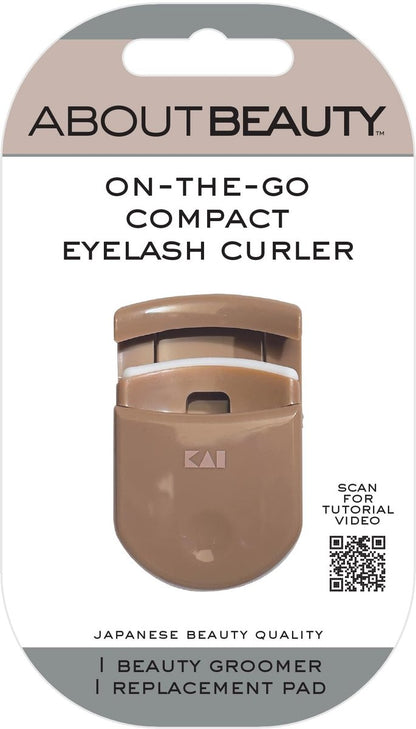 About Beauty On-The-Go Compact Eyelash Curler – Portable Travel Lash Curler with Replacement Pad, Gentle Ergonomic Design