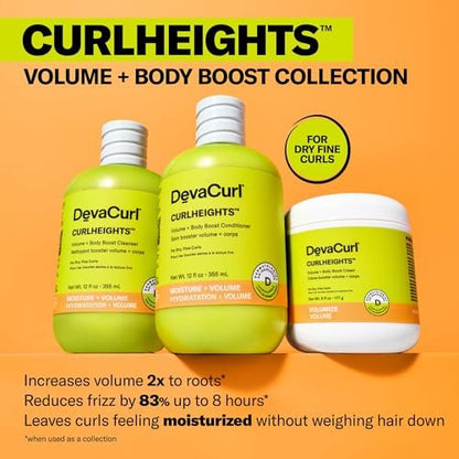 DevaCurl CurlHeights Volume + Body Boost Cream, 6 oz – Lightweight Curl Volumizer for Fine Curls Avelisse