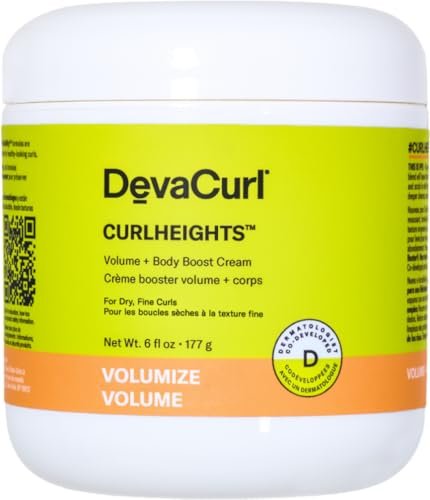 DevaCurl CurlHeights Volume + Body Boost Cream, 6 oz – Lightweight Curl Volumizer for Fine Curls Avelisse