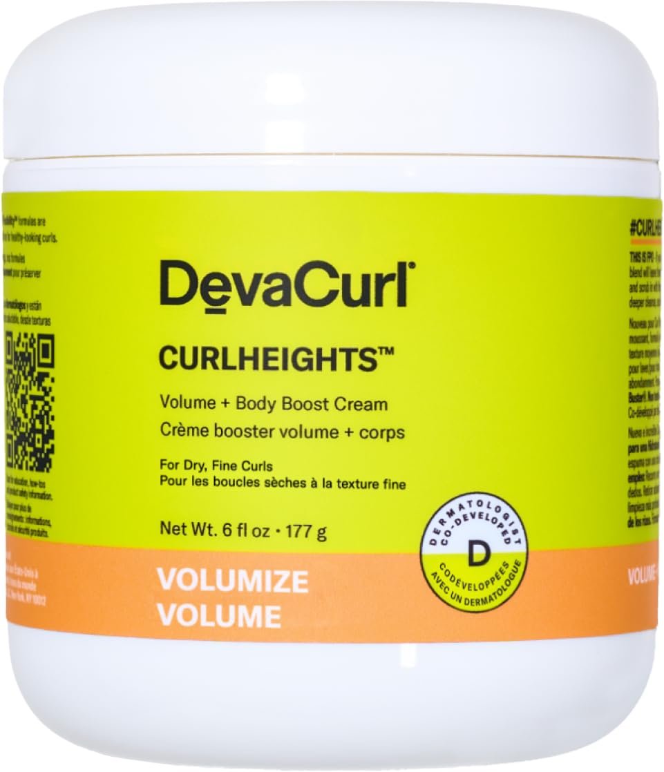 DevaCurl CurlHeights Volume + Body Boost Cream, 6 oz – Lightweight Curl Volumizer for Fine Curls Avelisse