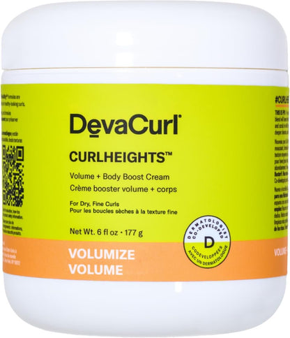DevaCurl CurlHeights Volume + Body Boost Cream, 6 oz – Lightweight Curl Volumizer for Fine Curls Avelisse