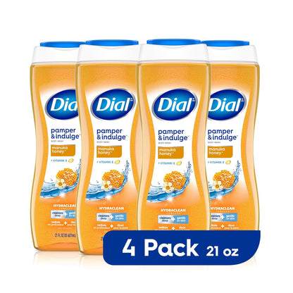 Dial Body Wash, Pamper & Indulge Manuka Honey, 21 fl oz (Pack of 4) Avelisse