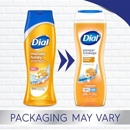 Dial Body Wash, Pamper & Indulge Manuka Honey, 21 fl oz (Pack of 4) Avelisse