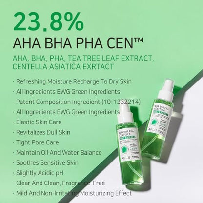 APLB AHA BHA PHA Centella Mist Essence – Exfoliating & Hydrating Korean Facial Mist with AHA BHA PHA CEN™ 23.8%