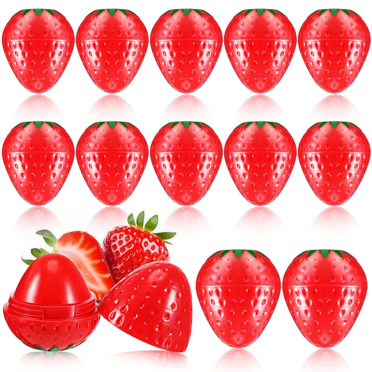 Dimsile 12-Pack Cute Strawberry Lip Balm – Moisturizing, Plumping & Hydrating Lip Protector for Women – Valentines Gift Avelisse