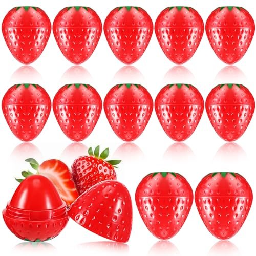 Dimsile 12-Pack Cute Strawberry Lip Balm – Moisturizing, Plumping & Hydrating Lip Protector for Women – Valentines Gift Avelisse