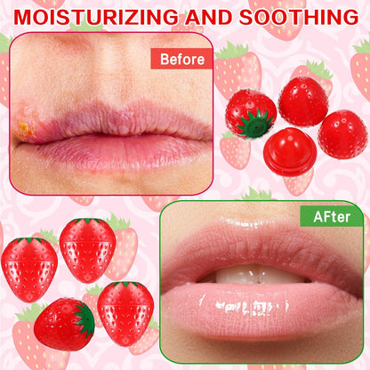 Dimsile 12-Pack Cute Strawberry Lip Balm – Moisturizing, Plumping & Hydrating Lip Protector for Women – Valentines Gift Avelisse